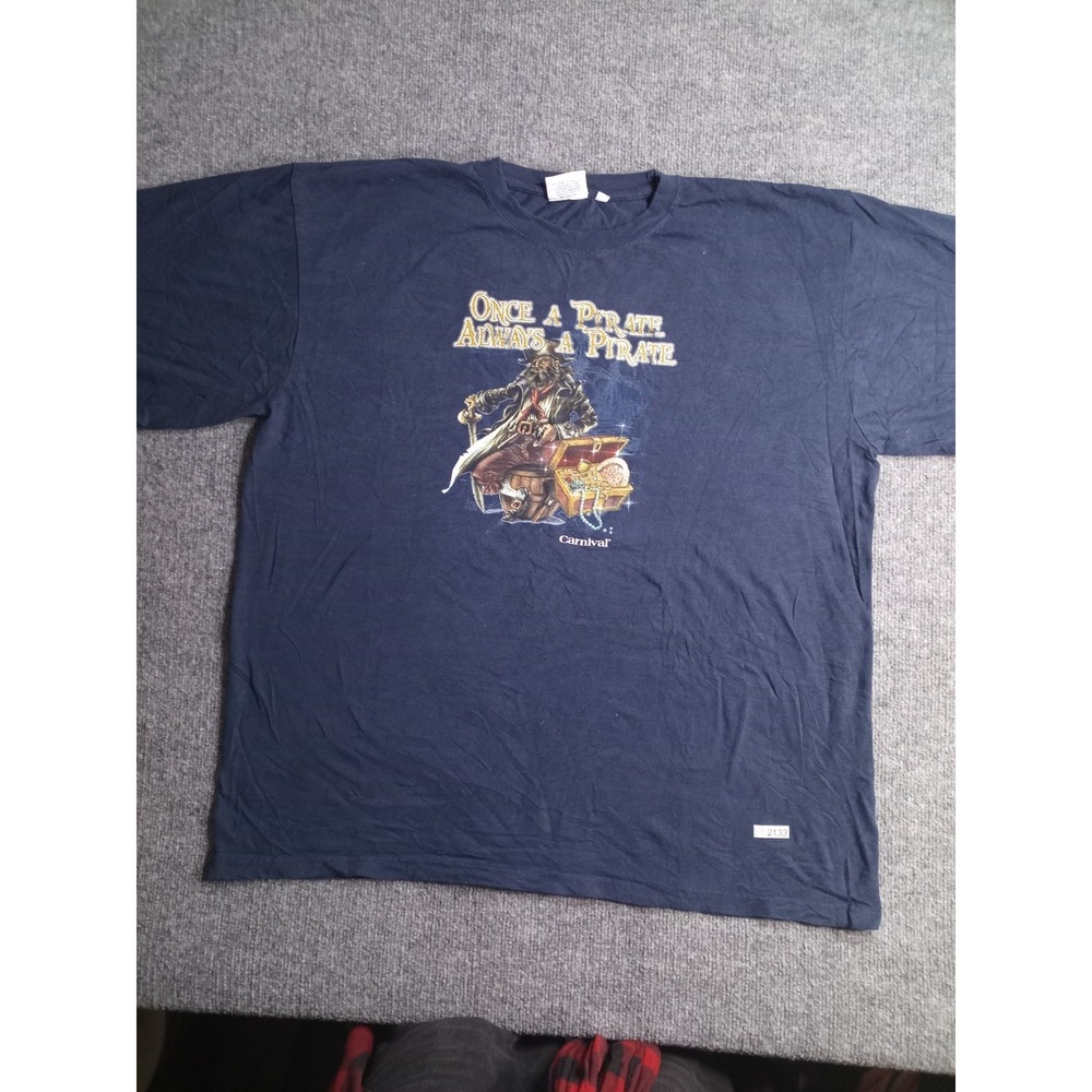 Carnival Cruise Lines Once A Pirate Always A Pirate T-Shirt Men's XXL Navy Graph